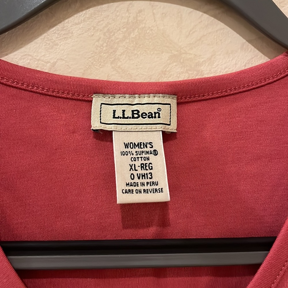 LL Bean Pink Silky Cotton Long Sleeve V-Neck Top Size XL - Picture 3 of 5